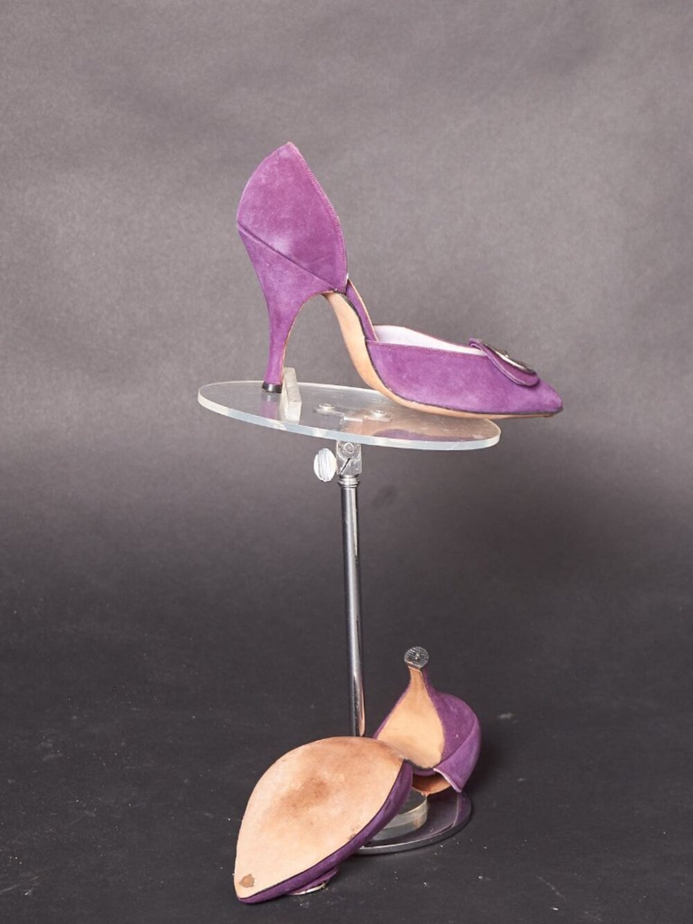 1950s Deep Purple Suede Stiletto Pumps Glam Heels